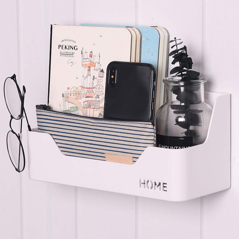 OKOMATCH Wall Mounted Plastic Shelf, White, 1 Shelf, Ideal for Bedroom, Dorm, Office, RV - Easy to Install, Organizes Small Items - Image 2